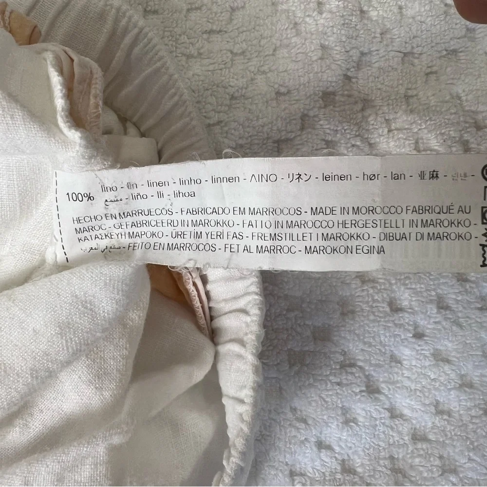Zara White Linen-Blend Drawstring Pants